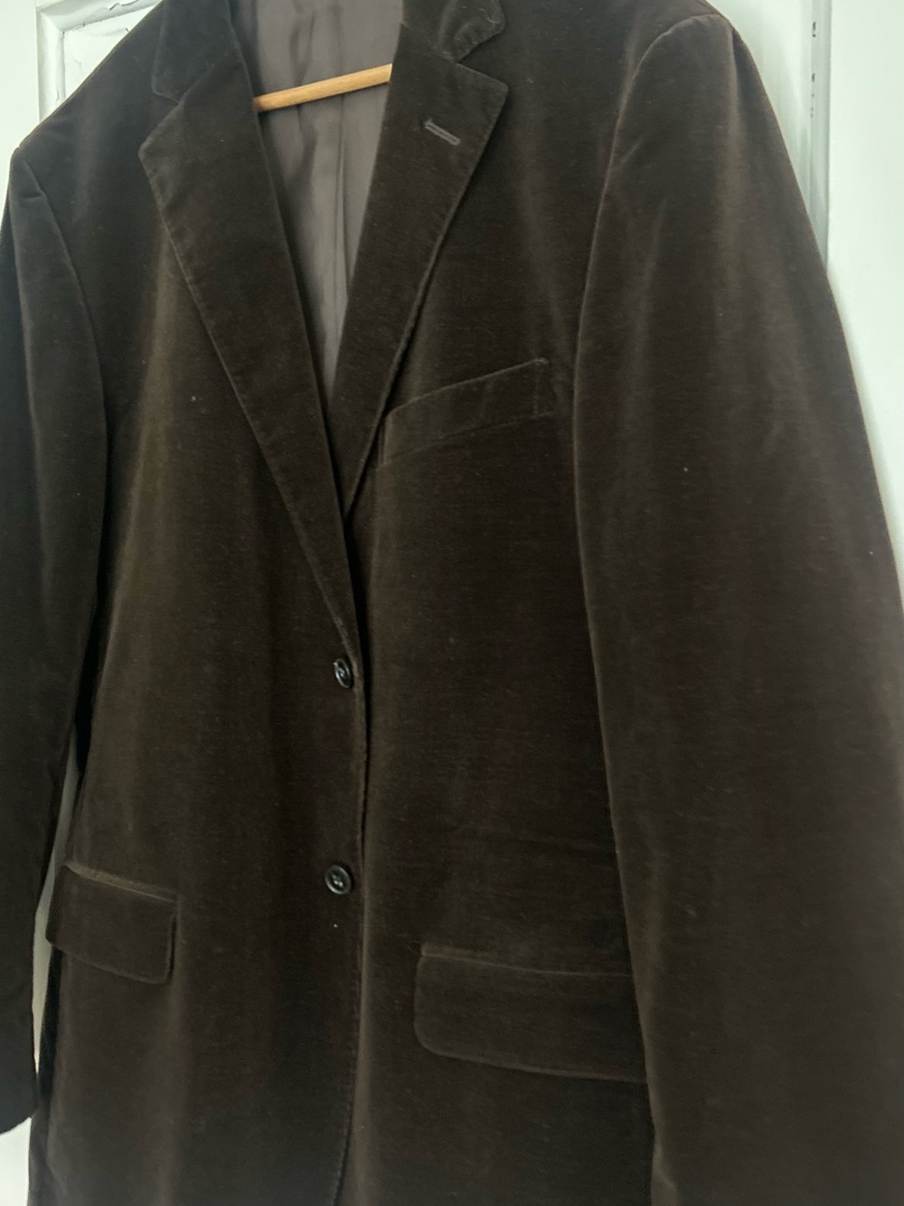 Men's Dark Brown Velvet Blazer - Two-Button Notch Lapel - Picture 5 of 13